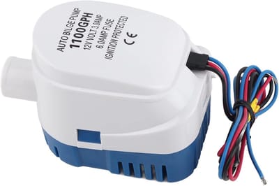 Automatische Bilge Pomp - Waterpomp Dompelpomp - Boot Zwembad Leegpompen - Ingebouwde Vlotterschakelaar - 1100 GPH 12V - Wit Blauw