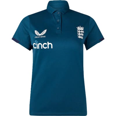 Castore Cricket-trainingspoloshirt voor dames van Engeland (Peacoat)