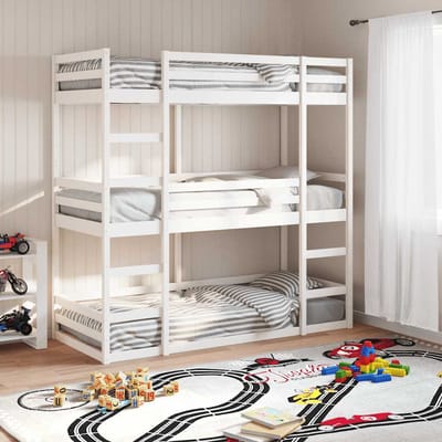vidaXL - Stapelbed - 3-persoons - massief - grenenhout - wit - 90x190 - cm