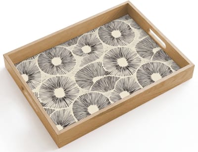 Dienblad hout 40x30 cm - Schootdienblad - Cirkels - Patroon - Zwart - Borrelplank rechthoek - Plateau dienbladen