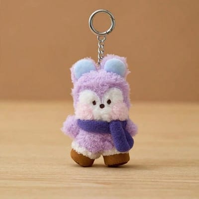 LINE FRIENDS BT21 Kpop Anime en Cartoon-thema Vrienden Winter Mini Sjaals Sneeuwschoenen Pluche Poppen Handtassen en Duurzame Sleutelhangers gray