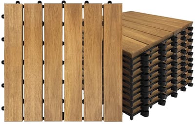 Houten Tegels - Terrastegels Klik - Buiten Vloer - Met Drainage - 30 x 30 cm - Houtlook