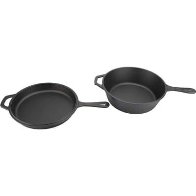 2 Pièces Poêle Chauffage Uniforme Polyvalent Cuisson Efficace Poignée Pratique Poêle à Frire en Fonte pour Cuisine Domestique L gray