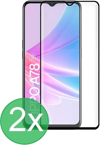 Full Screenprotector 2x Geschikt voor: Oppo A78 5G - screen protector - volledige glas - bescherming - beschermglas - ZT Accessoires