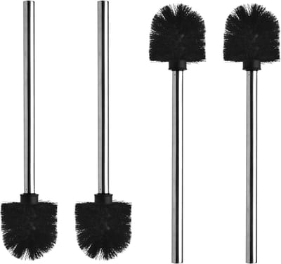 4 stuks zwarte toiletborstel, hoogwaardige toiletborstel met roestvrij stalen steel, WC-borstel met dicht borstelhoofd, toiletborstel met afneembare borstelkop die perfect bij uw toilet past