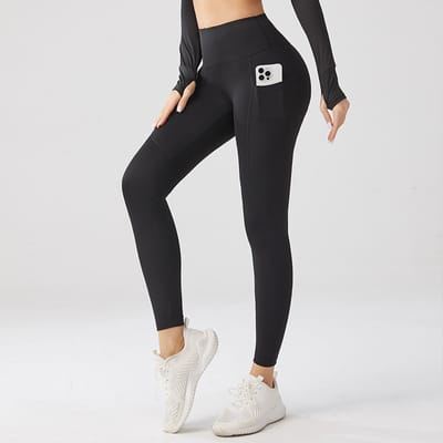 Sportlegging met zakje dames - Sportkleding dames - Sportbroek dames - High waist Sportlegging - Shape legging - Hardloopbroek dames - yoga legging dames - Zwart Maat S - Gym Revolution