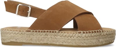 Manfield - Dames - Cognac suède sandalen - Maat 42