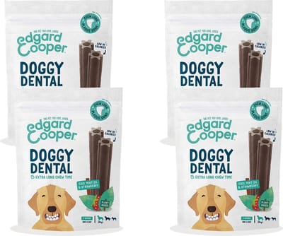 Edgard & Cooper Doggy Dental Aardbei&Munt - Hondensnacks - 4 x L