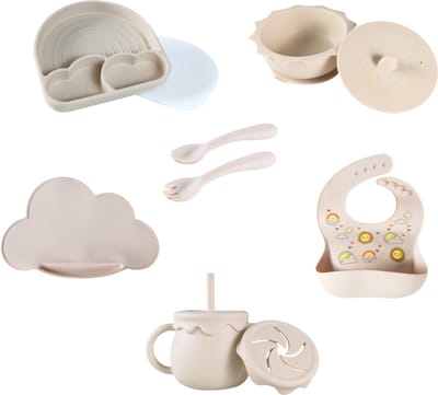 Sproudsy Serviesset Clouds - Kinderservies - Kraamcadeau - Baby - 6-delig - Sand