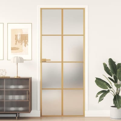 Binnendeur - Kamerdeur - Stijlvolle Overgang - Gehard Glas - 83 x 201.5 cm - Goud