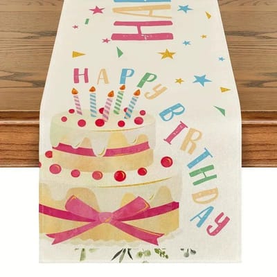 Gelukkige Verjaardag Tafelkleden, Kleurrijk Tafelkleed Verjaardag Tafeldecoratie voor Keuken Eetkamer Verjaardagsfeest Tafel Decor 33x120cm