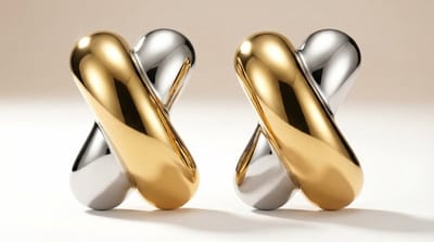 Lundholm Hera Oorbellen Dames – Premium Stainless Steel PVD Plated – Goud en Zilverkleurige Oorstekers Duo Tone Zilver Goud Kruisje Oorbellen – Scandinavisch Design