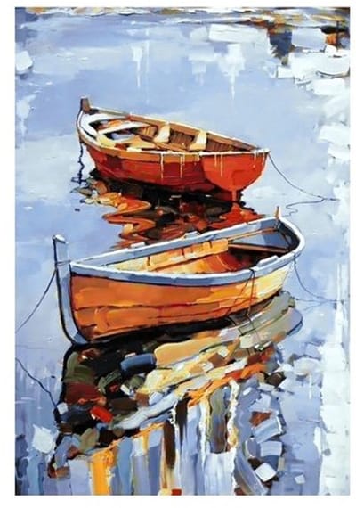 Wizardi Diamond painting WD122 - Boats 27x38 cm