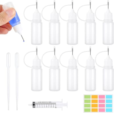 10 ml Dosing Flesjes met Naaldtip - Lege Flesjes voor Lijm, Olie en Creatieve Projecten - Set van 10 Stuks