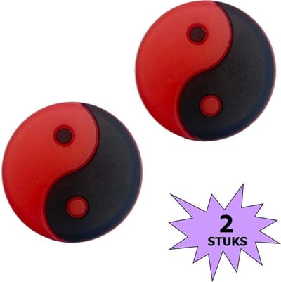 Fako Bijoux® - Tennisdemper - Yin Yang - Zwart/Rood - 2 Stuks