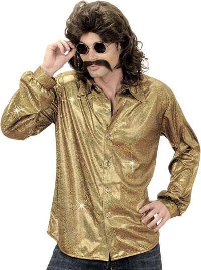Party Glitterblouse man goud - Maat XL