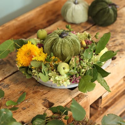 Herfstdecoratie pompoen, lichtgroen, groen, donkergroen, Ø13cm, 3 stuk