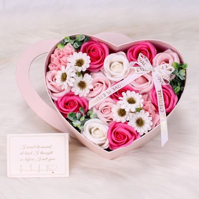 KZQ Geconserveerde bloemen - Geconserveerde rozen in een doos - Cadeauverpakking met zeeprozen - Valentijnsdagcadeau - Verjaardagscadeau - Voor moeders, vriendinnen, zussen, echtgenotes - Roze zeeprozen cadeau