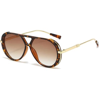 Lunettes de soleil intemporelles en métal de forme ovale pour femmes et hommes Style rétro Style Lunettes de soleil pour le soleil Cadre de forme coloré noir Été Élégant Uv400 beige