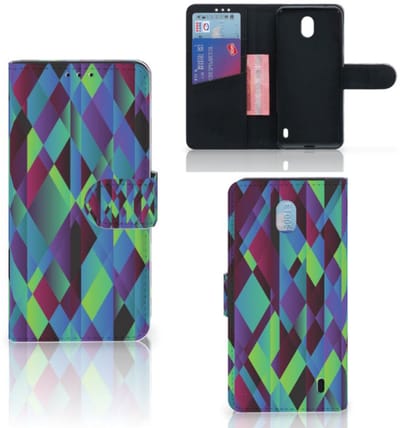 Nokia 1 Plus Book Case Abstract Green Blue