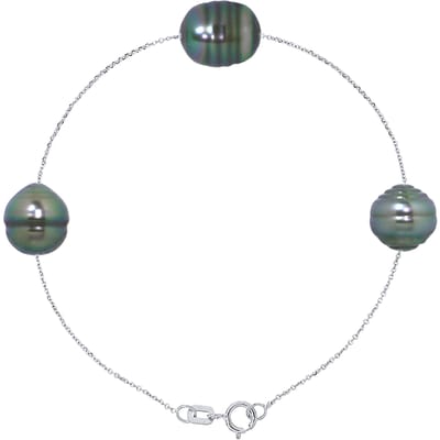 Armband keten Forcat 3 Tahitian parels rand 9-10 mm 925