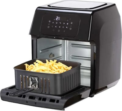 Royal Swiss® Airfryer Oven 12L XXL – Heteluchtfriteuse – 1800W – 8 Programma’s – Inclusief Accessoires – 80–200°C – RVS/Zwart