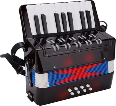 Accordeon met 17 toetsen, duurzaam muziekinstrument voor beginners, ideaal voor thuis en op school, inclusief verstelbare schouderriem