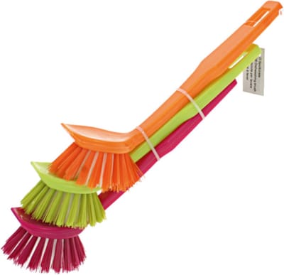 Afwasborstelset 3 stuks 18x3,5 cm met drie trendy kleuren