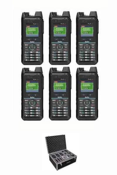 Set van 6 Inrico T330 4G LTE Zello Smart Portofoons IP68 met koffer