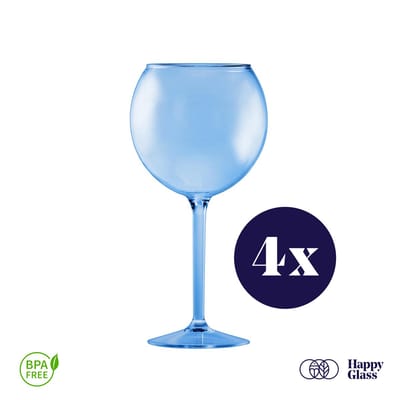 HappyGlass Miss Liza - Set van 4 kunststof Gin Tonic glazen - 63cl - Marine blue - BPA-vrij Tritan - Limited Edition