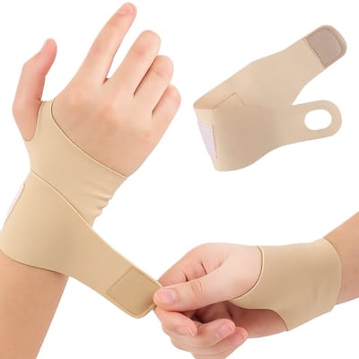 Polsbrace I Elastische Polssteun I Polsbeschermer I Sportbrace Pols I Pols Bandage Met Klittenband I Beige I 1 Stuk I One Size