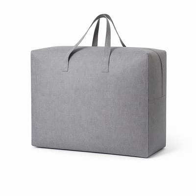 Opbergtas Groot 58x46x28 cm – Draagbare Opbergzak met Handvat – Opbergbox voor Kleding, Dekens & Textiel – Vouwbaar & Ademend – Grijs