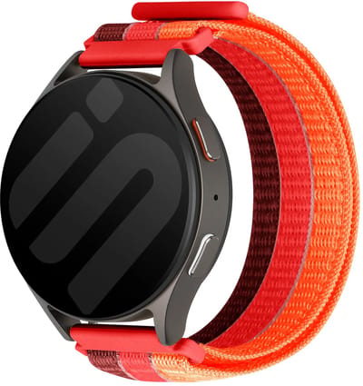 Strap-it 20mm triple nylon band - universeel geschikt voor Garmin Vivoactive 6 / 5 / 3 / Vivomove / 3 / HR / Style / Luxe / Sport / Trend / Forerunner 645 / 570 / 245 / 170 / 165 / 70 / 55 / Venu / SQ / SQ2 / 2 Plus / Approach S12 / S40 - Rode mix