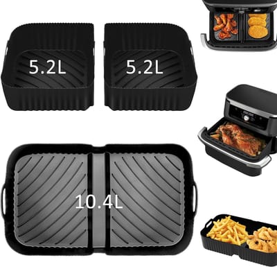 10.4L+5.2L*2 Siliconen Inzetstukken Voor De Airfryer Ninja AF500 - Airfryer Bak - Herbruikbare Inzetstukken Voor De Airfryer - Airfryer-Voeringen
