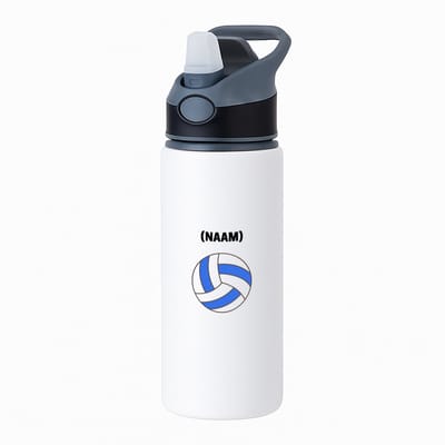 Hacebo® - Volleybal met eigen naam waterfles met rietje zwart - Volleybal - Volleybalster - Sport - water fles - 650ML