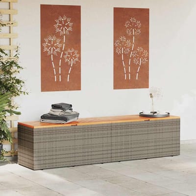 vidaXL - Tuinbox - 220x50x54 - cm - poly - rattan - en - acaciahout - grijs