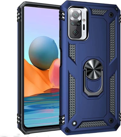 Geschikt voor Xiaomi Redmi Note 10 5G Ring Hoesje Armor Anti-shock Backcover Blauw - Geschikt voor Xiaomi Redmi Note 10 5G - Redmi Note 10 5G Backcover kickstand Ring houder cover TPU backcover oTronica