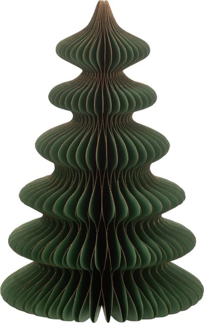 J-Line decoratie Kerstboom Golven - papier - donkergroen/koper - small