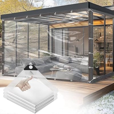 Transparant waterdicht zeil 2 x 4 m - Universeel weerbestendig zeil met oogjes en touw voor buitengebruik