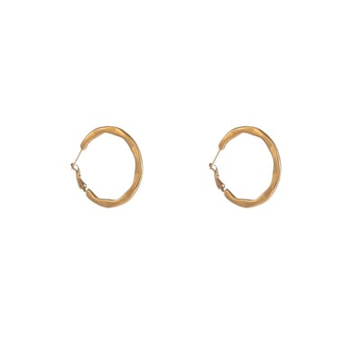 Go Dutch Label Oorringen Dented Hollow Hoop - 40mm Goudkleurig