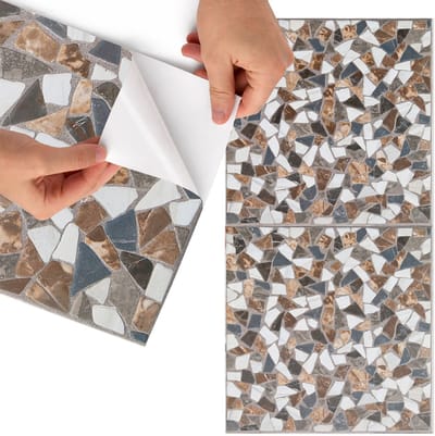 Tulup Meubelfolie - Mozaïek van steen Wrapfolie Keuken - 65x130 cm - Bruin Meubelfolie - Plakfolie Meubels - Modern Meubelfolie - Decoratiefolie Zelfklevend - Slaapkamer decoratie - Achtergronden en patronen