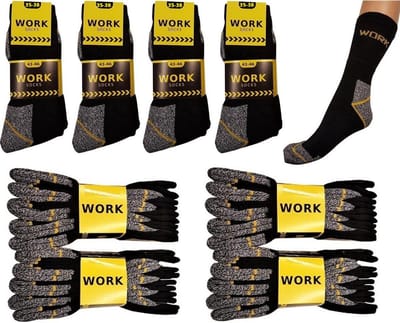 Work Werksokken - 20 paar - Zwart met grijs - Maat 35/38