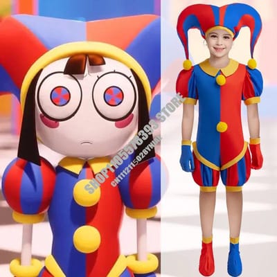 Anime Amazing Digital Circus Cosplay Pakken Cartoon Pomni Raghata Jax Caine Cosplay Kostuum Jumpsuit Halloween 110 blue