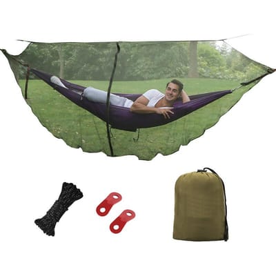 Ultralichte Draagbare Hangmat Klamboe 330x150cm Buiten Kamperen Anti-muggenhoes Beschermend Hangmatnet 330*150CM gray