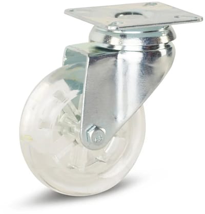 Transparant Meubel zwenkwiel met topplaat - 75mm - 100kg