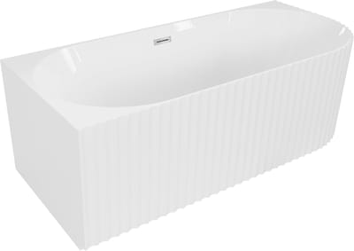 Mexen Gia vrijstaande hoekbad gegroefd links 170 x 80 , wit glans, overloop chroom - 52701708000L-01