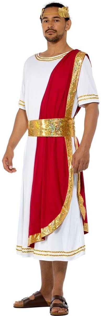 Karnival Costumes Romeinse Keizer Kostuum voor Mannen Carnavalskleding Heren Carnaval - Polyester - Maat L - 3-Delig Tuniek/Riem/Hoofdband