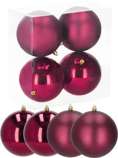 Springos Kerstballen | 4 Stuks | 14 cm | Bordeaux