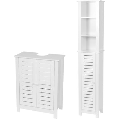 Badmeubelset Santorini - Combinatieset Wastafelonderkast + Kolomkast - Wit