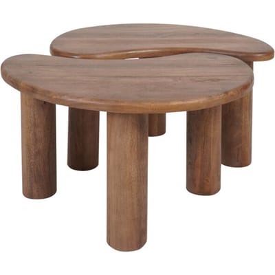 Salontafel Lina - Mangohout - Set van 2 - Organisch - Japandi